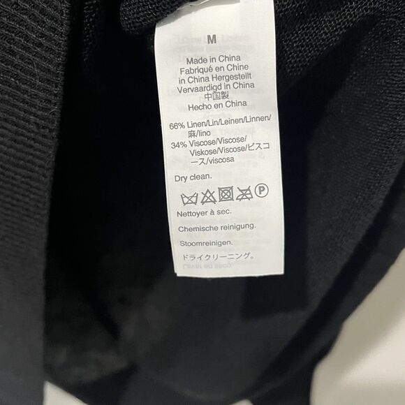 J.CREW Sweater Womens Medium Black Sheer Linen Blend V-Neck Side Buttons Preppy - Picture 5 of 8